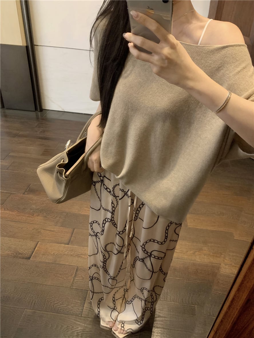 【tops】ニットTシャツ　M24593