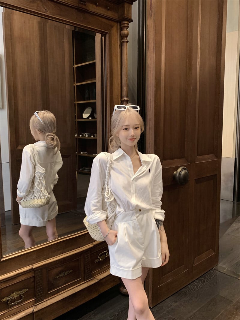 【set】シャツトップス×ショートパンツセット　M24671