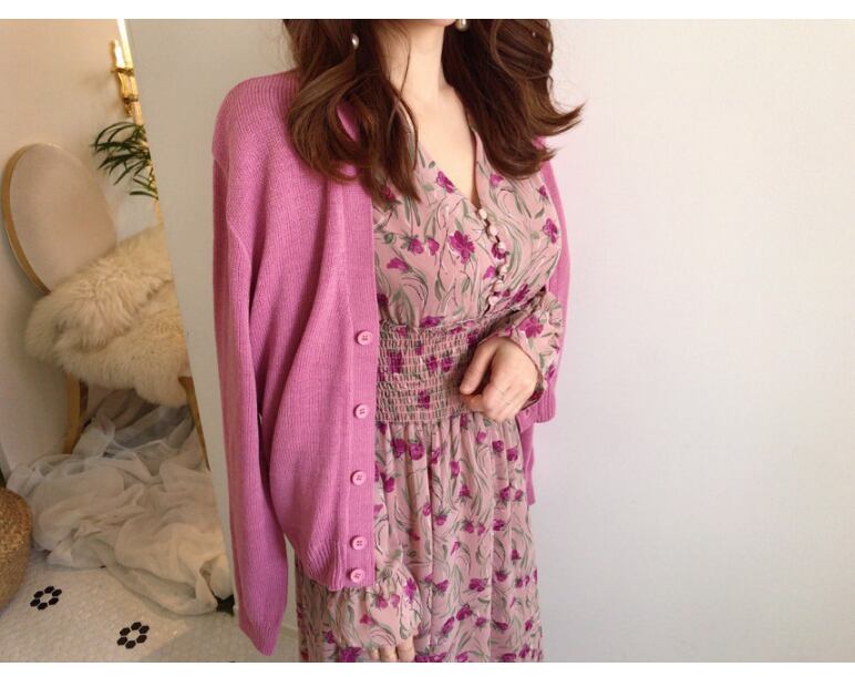 【dress】優しい雰囲気!エレガント気質満点スウィート 韓国系シフォン花柄ワンピース G1785