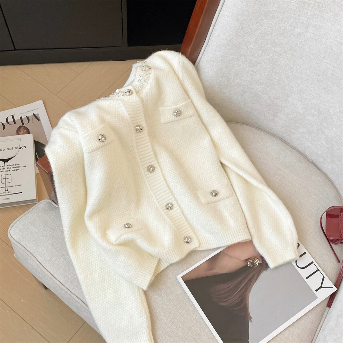 【outer】スパンコールニットカーデ　M29216