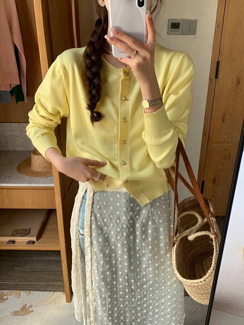 【outer】クルーネックニットカーデ　M29423