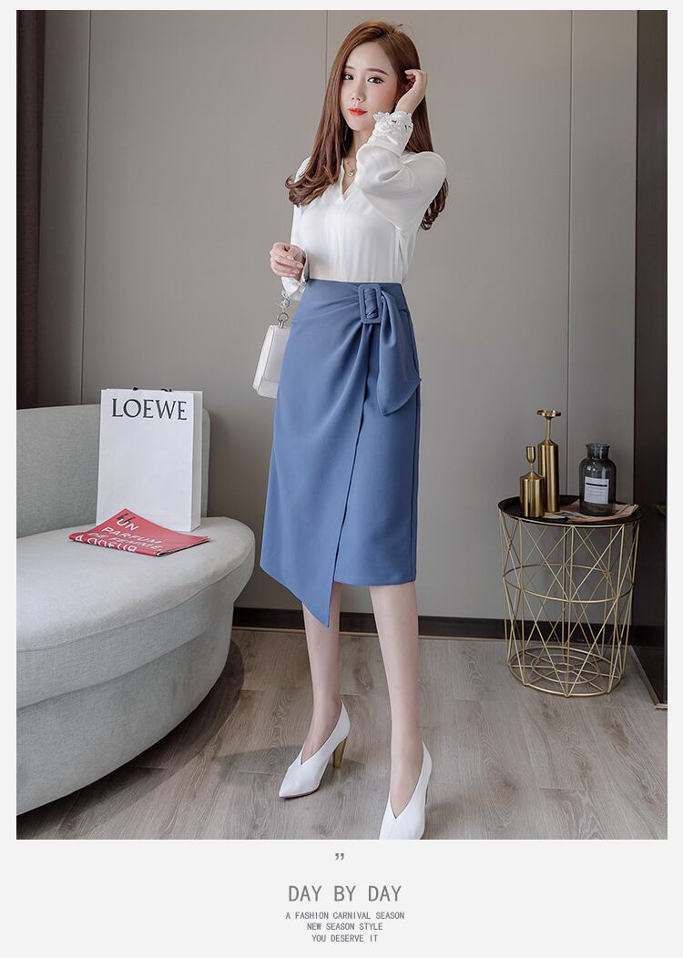 【bottoms】エレガント無地気質満点レディースファッションスリット不規則Aライン