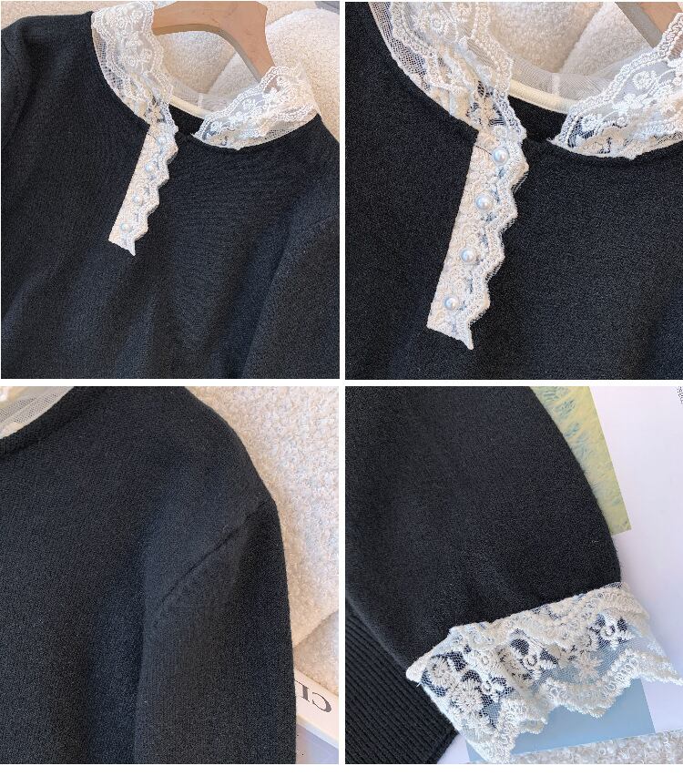 【tops】レース切り替えニットトップス　M28053