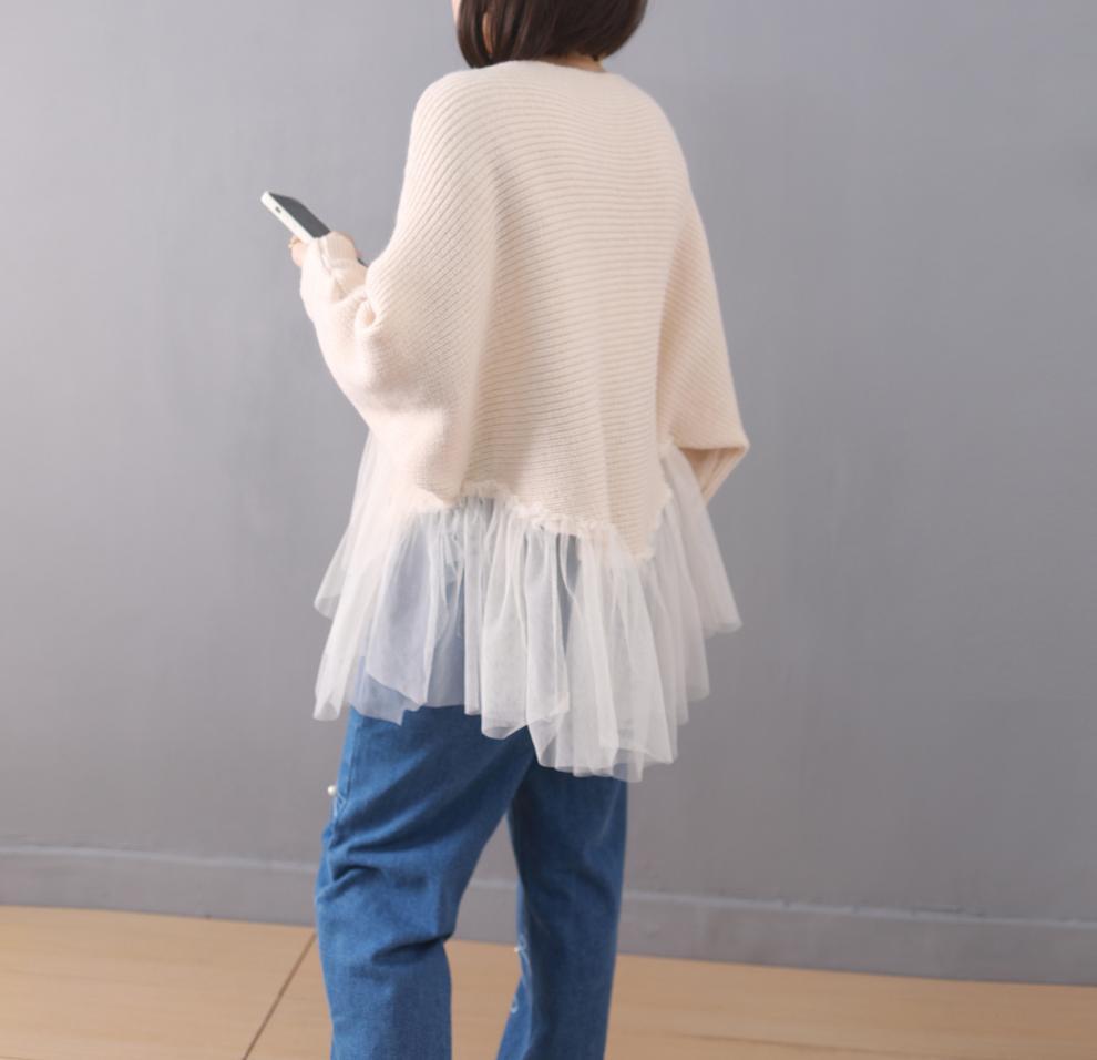【tops】チュールドッキングニットセーター　M26966