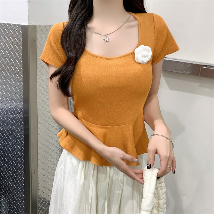 【tops】立体フラワーニットトップス　M24585