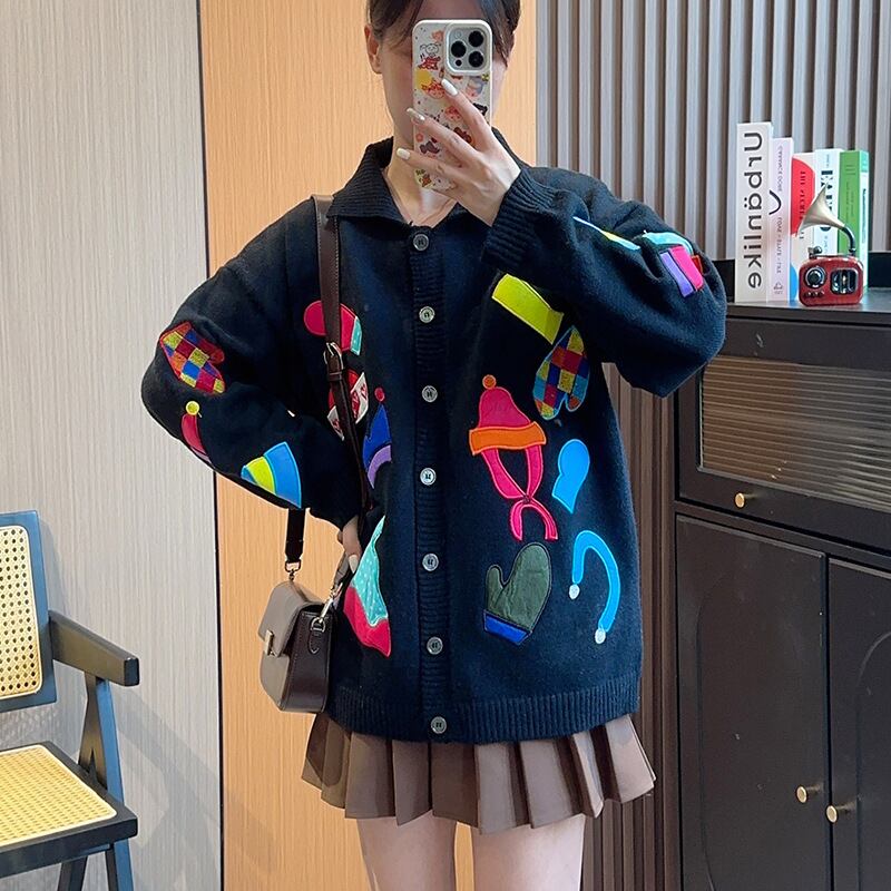 【outer】POLOネックニットカーデ　M18350