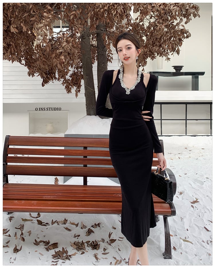 【dress】ビジューデートワンピース　M27454