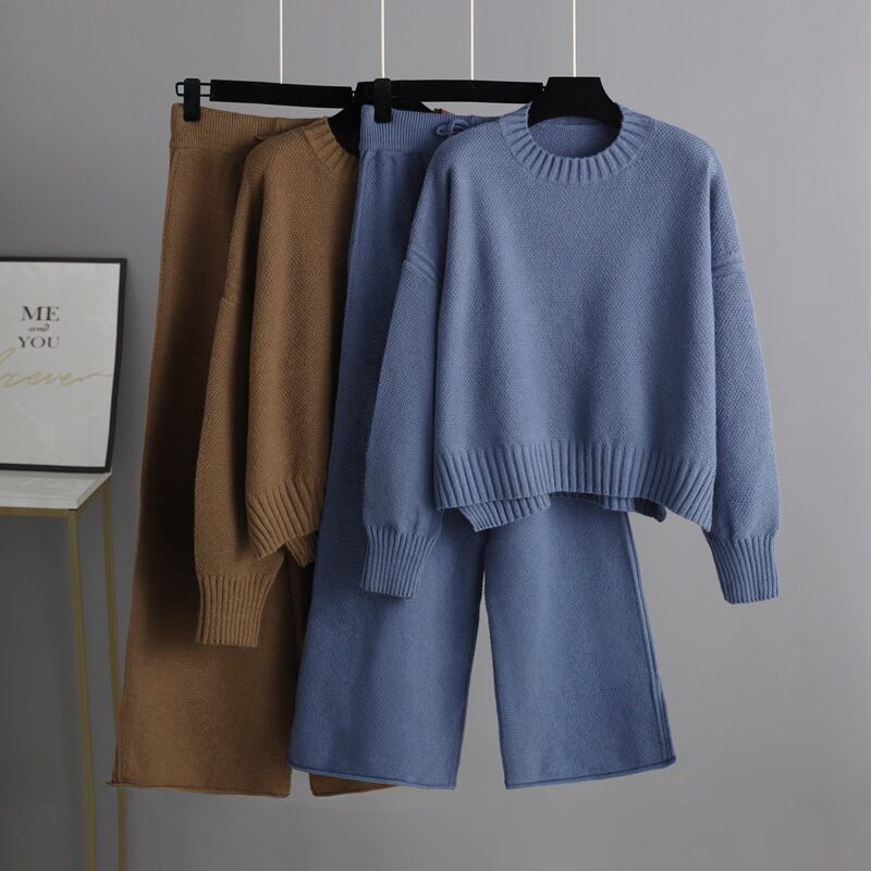 【set】ニットセーター×ワイドパンツセット　M28444