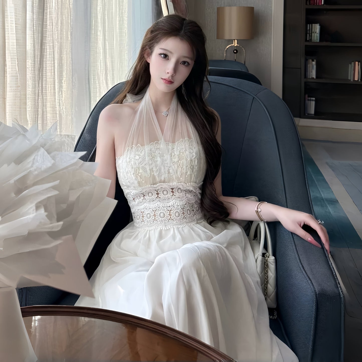 【dress】3WAYレースドッキングロングワンピース N3588