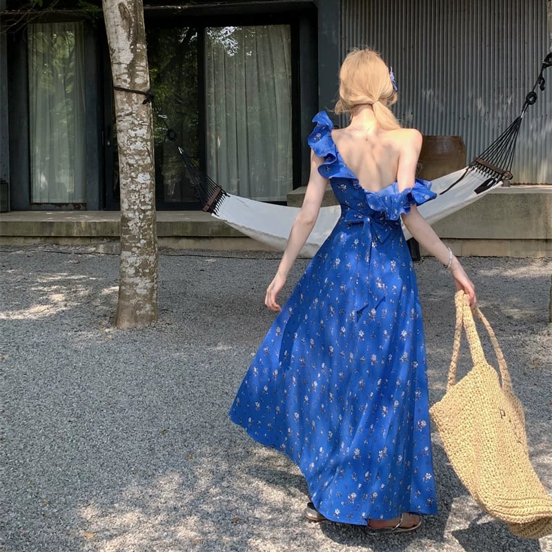【dress】ギャザーフリルロングキャミワンピース Q8508