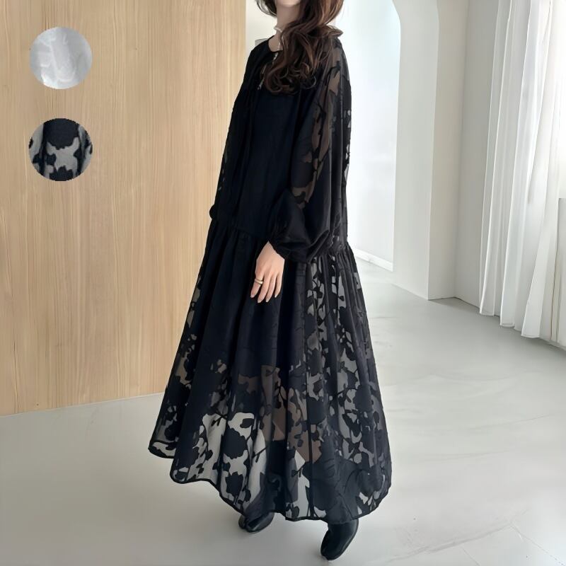 【dress】フリルランタンスリーブワンピース G20313