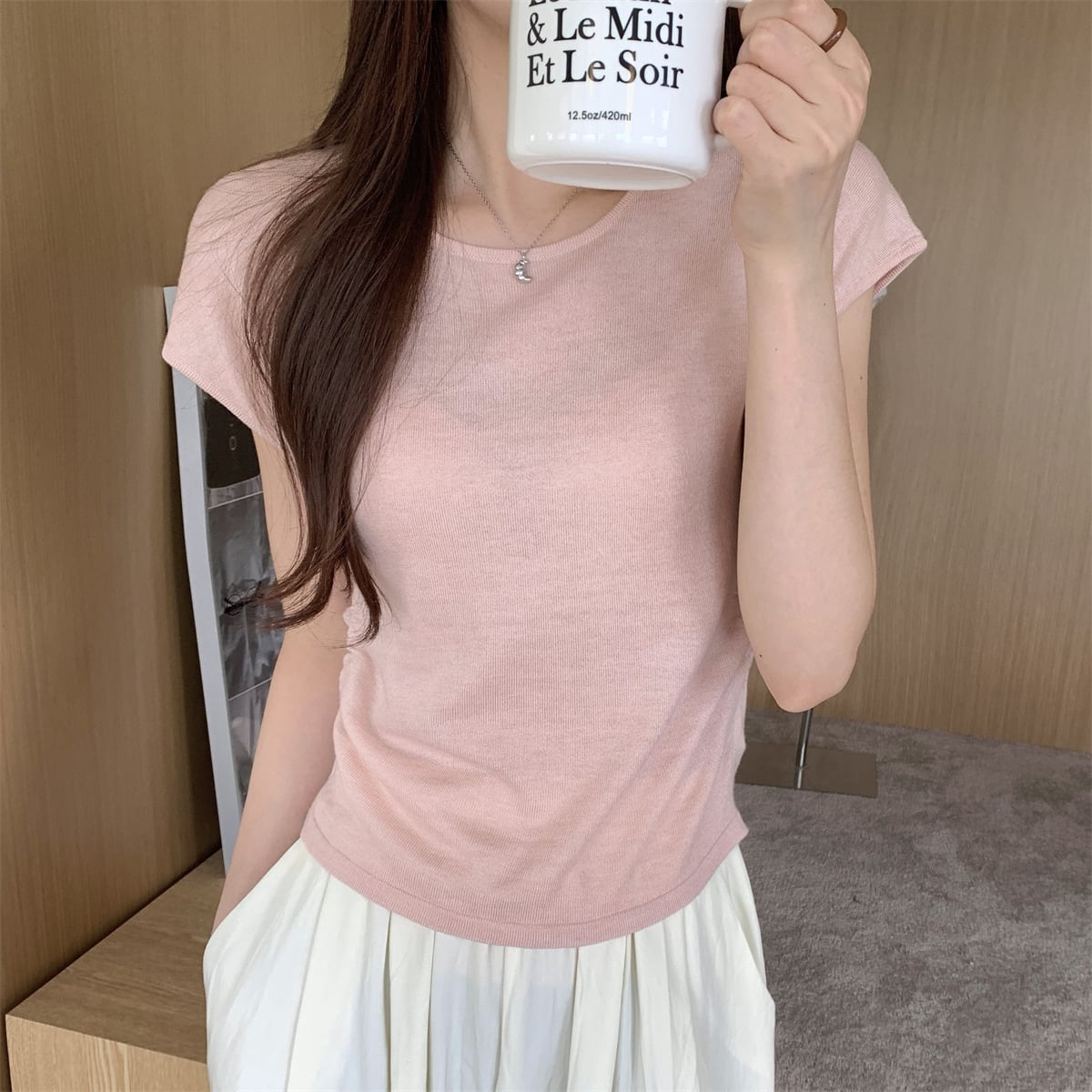 【tops】ニットTシャツ　M25142