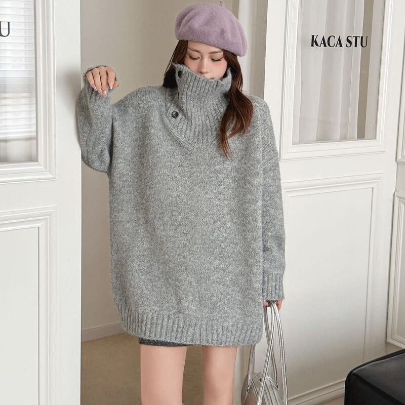 【tops】ハイネックニットトップス Q7252