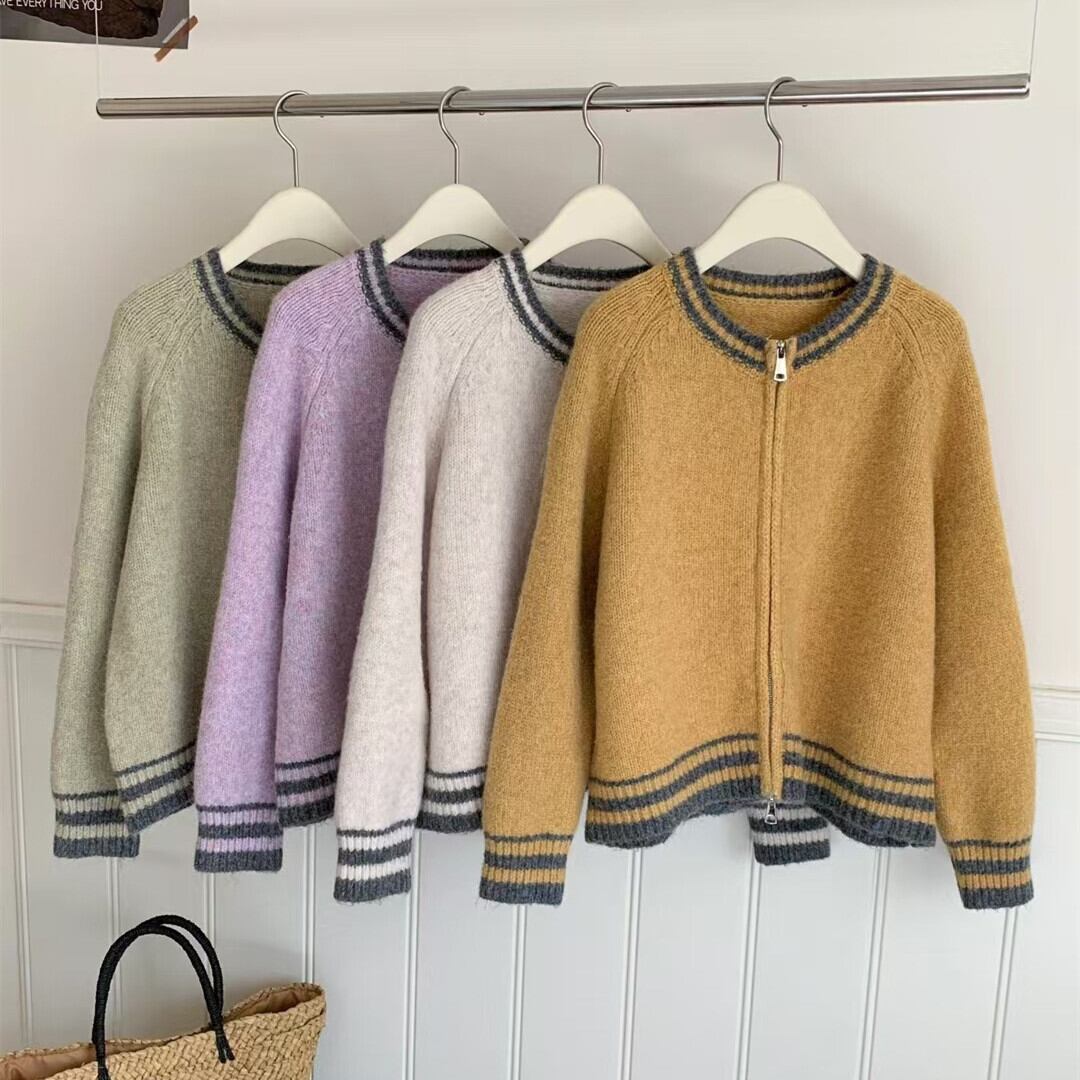 【outer】ファスナーニットカーデ　M28558