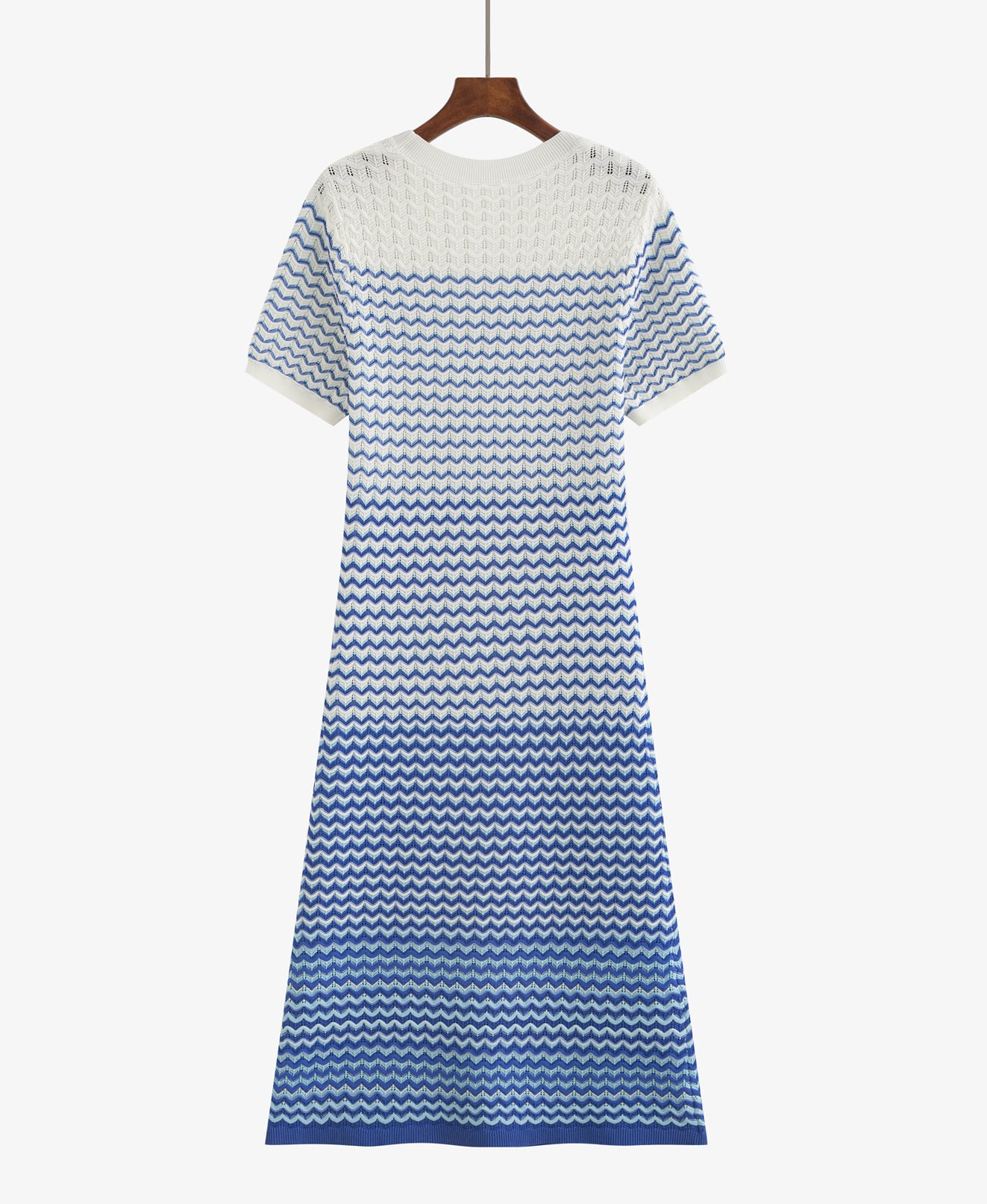 【dress】ウェーブ柄半袖ニットワンピース Q8489