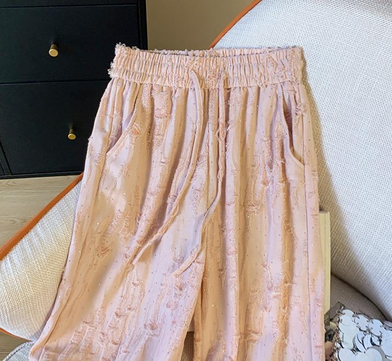 【bottoms】キラキラダメージガウチョパンツF7488