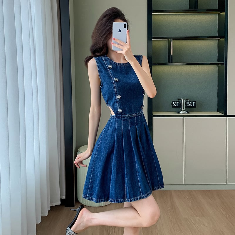 【dress】ノースリーブデニムワンピース　M24567