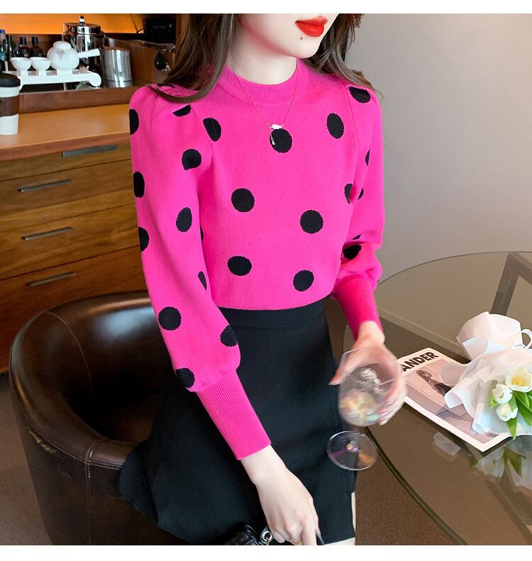 【tops】ドット柄ニットセーターG17322