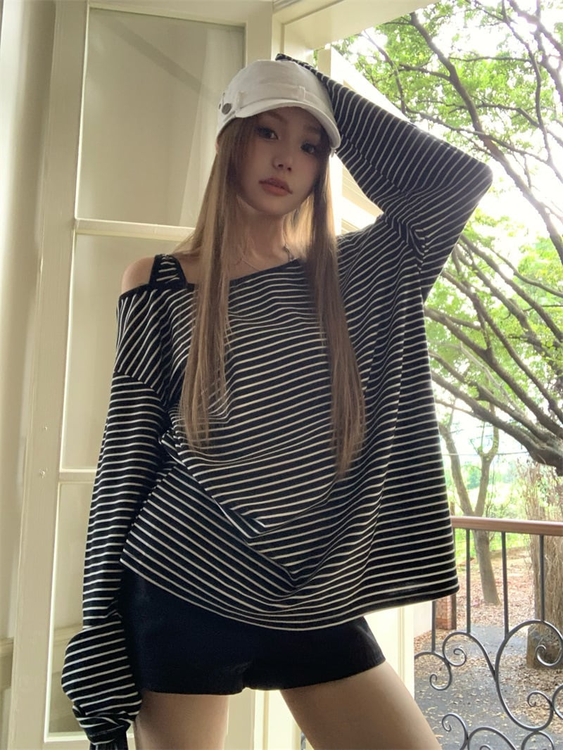 【tops】ボーダー柄長袖Tシャツ　M26180