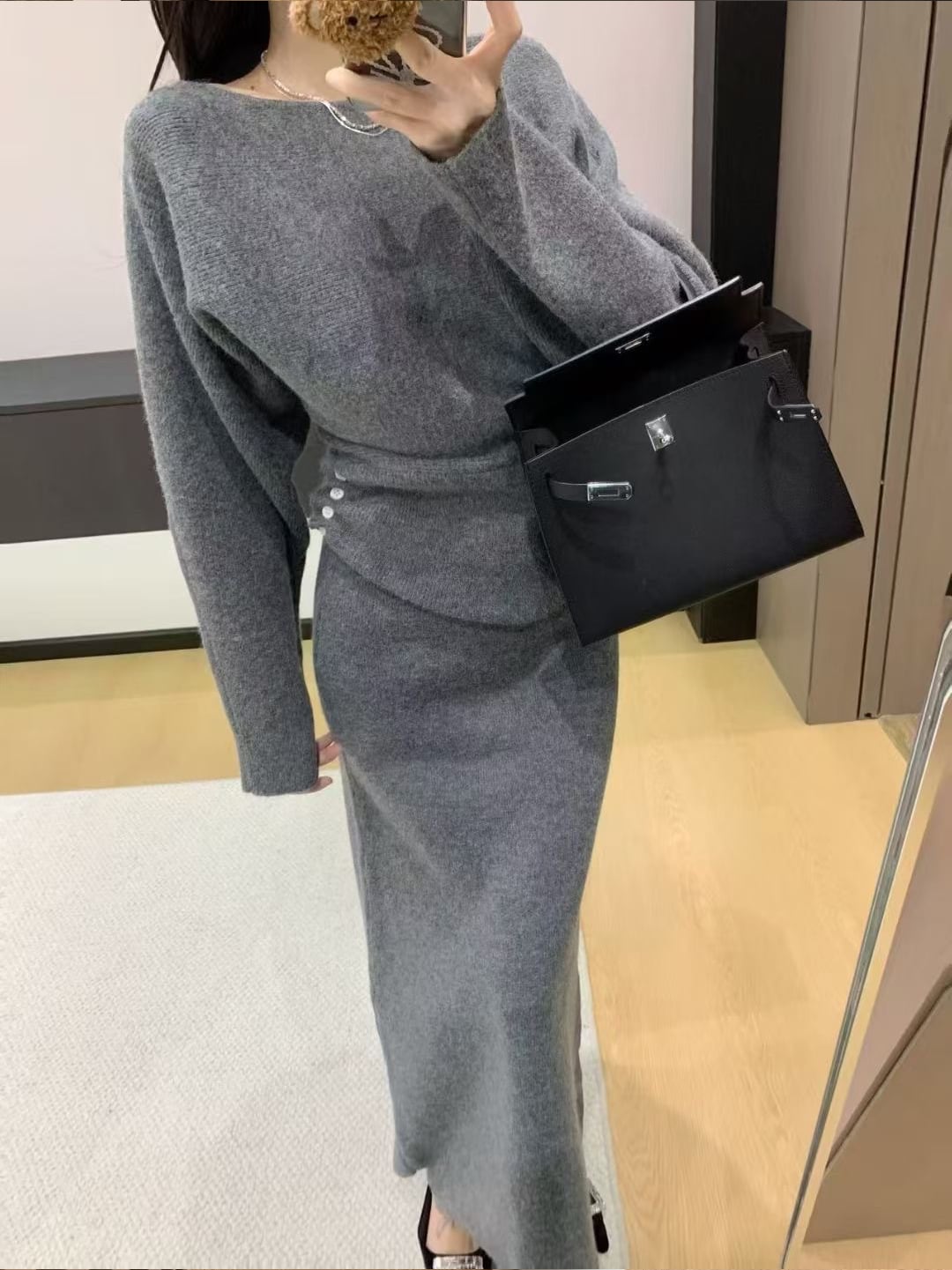 【set】8色展開ニットトップス×ロングスカートセット Q7887