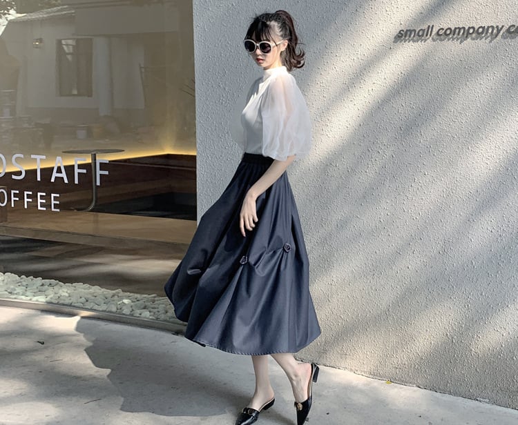 【bottoms】不規則ギャザースカートG20980