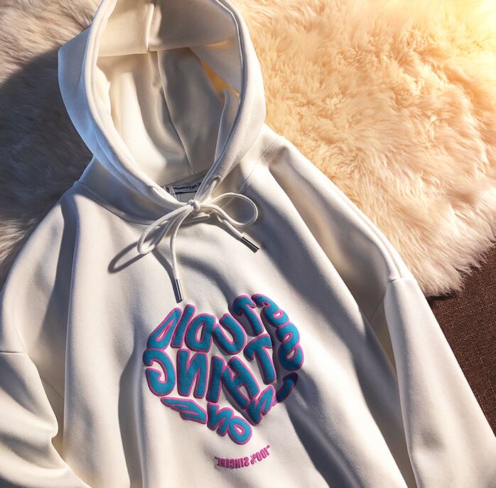 【tops】韓国ファッションINS風フード付き長袖英字柄配色ゆったり着回しF0805