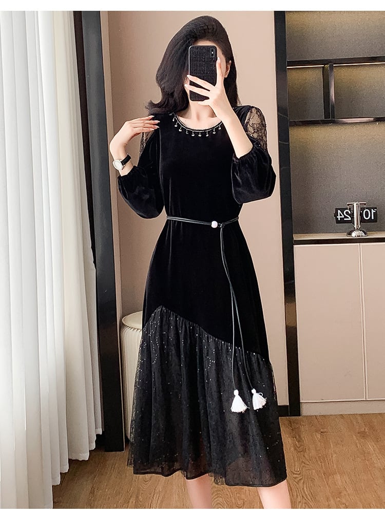 【dress】チュールドッキングワンピース　M27510