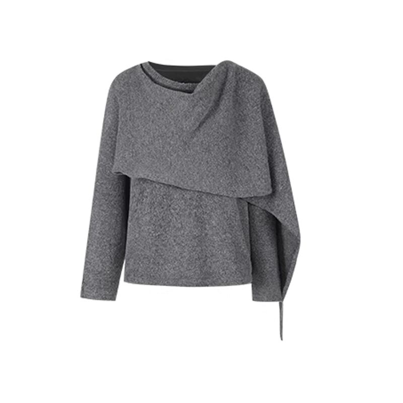 【tops】フェイクレイヤードニットトップス Q7395