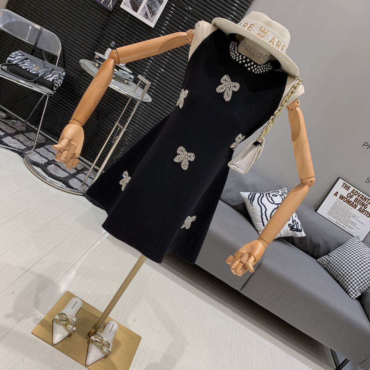 【dress】ビジューノースリーブワンピース　M29969