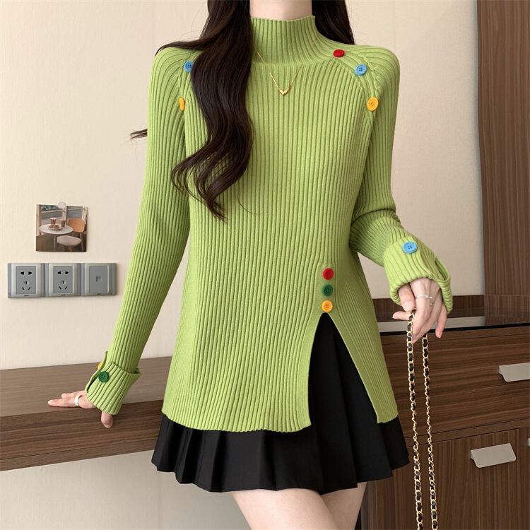 【tops】ボタンデザインニットトップス　M27823