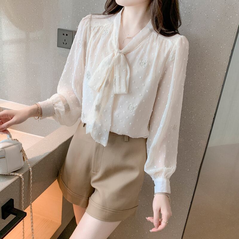 【tops】リボン付きシャツトップス　M28633