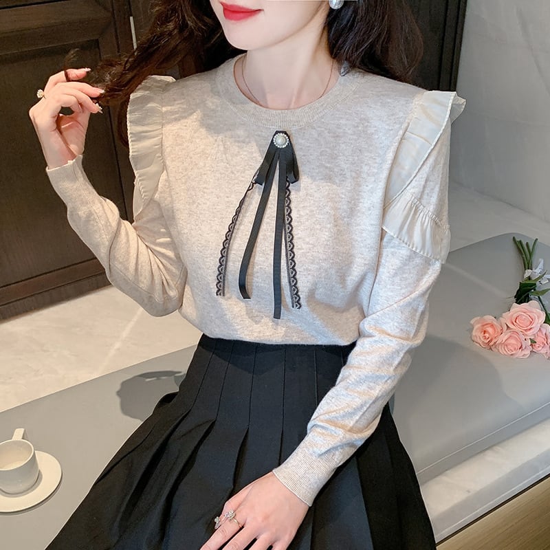 【tops】フリルニットトップス　M26211