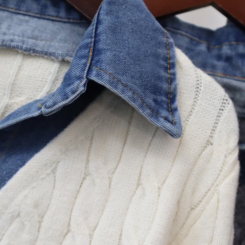 【outer】デニムドッキングニットカーディガン Q7591