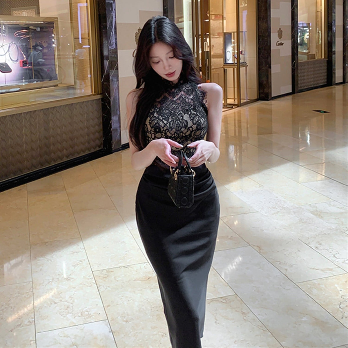 【dress】レース切り替えデートワンピース　N2687