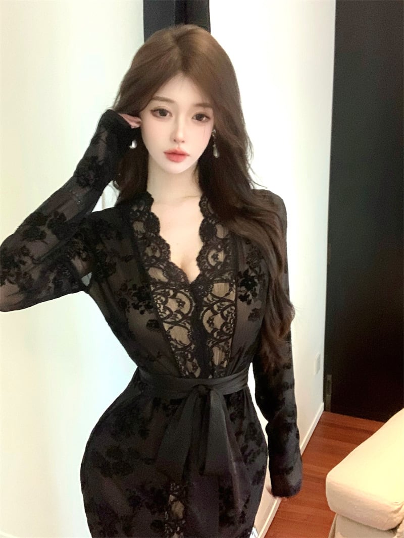 【dress】レース裹起毛デートワンピース　M28109