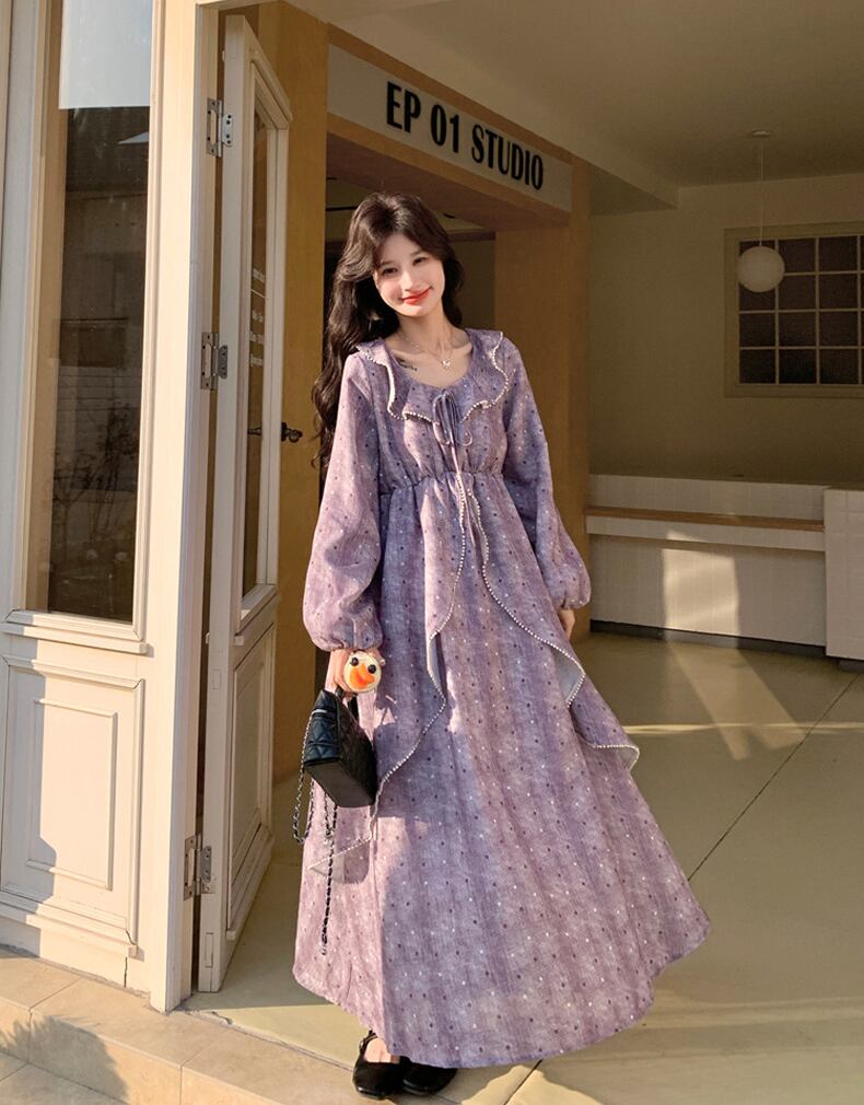【dress】フレアロングワンピース Q8221