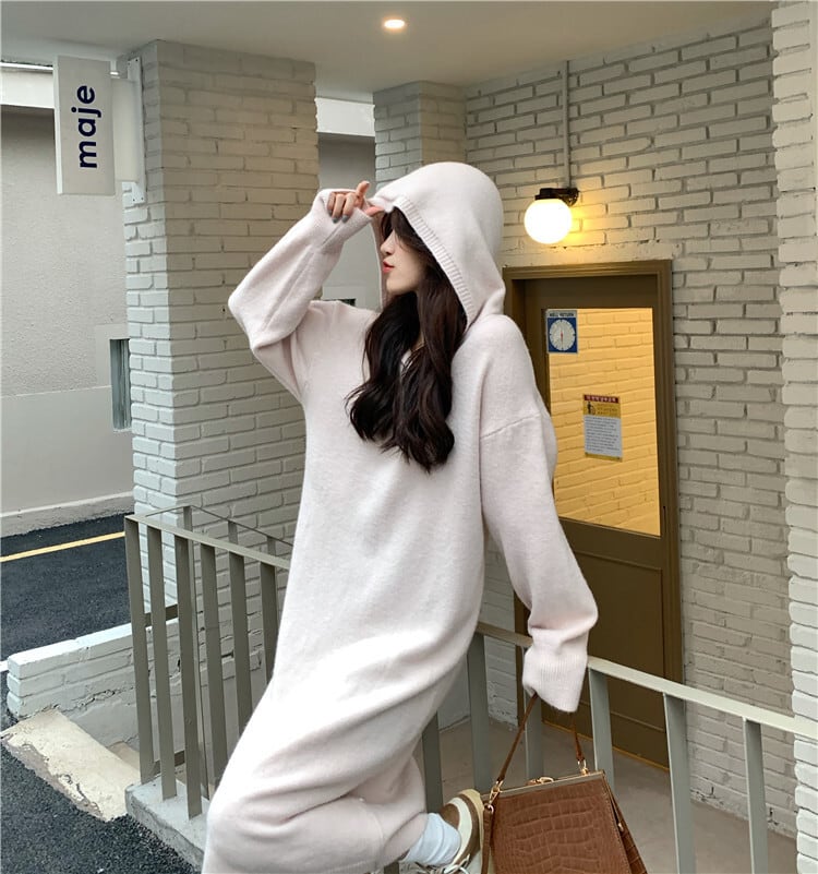 【dress】フード付きニットワンピース　M26936