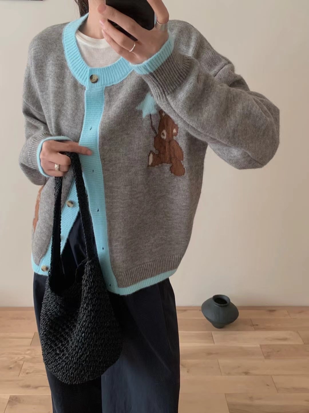 【outer】くまちゃんニットカーデ　M26336