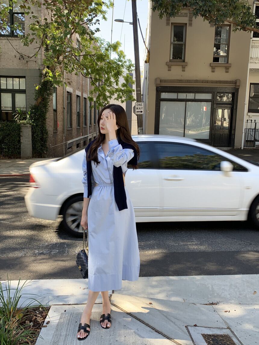 【dress】ウエストカットシャツワンピース G20859