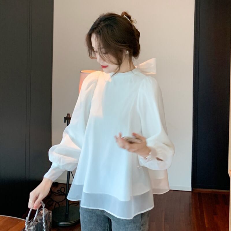 【tops】美人度アップ!ファッション韓国系スウィートシフォン長袖洋気シャツ G1480