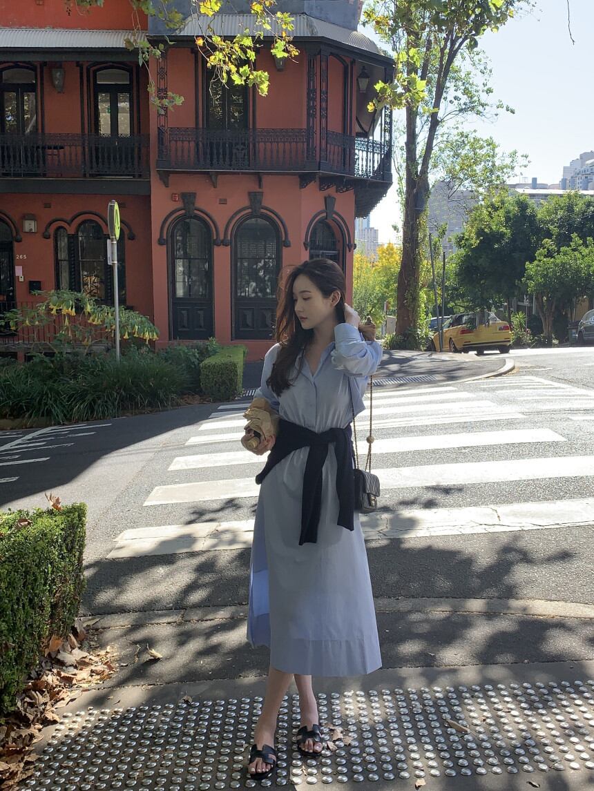 【dress】ウエストカットシャツワンピース G20859