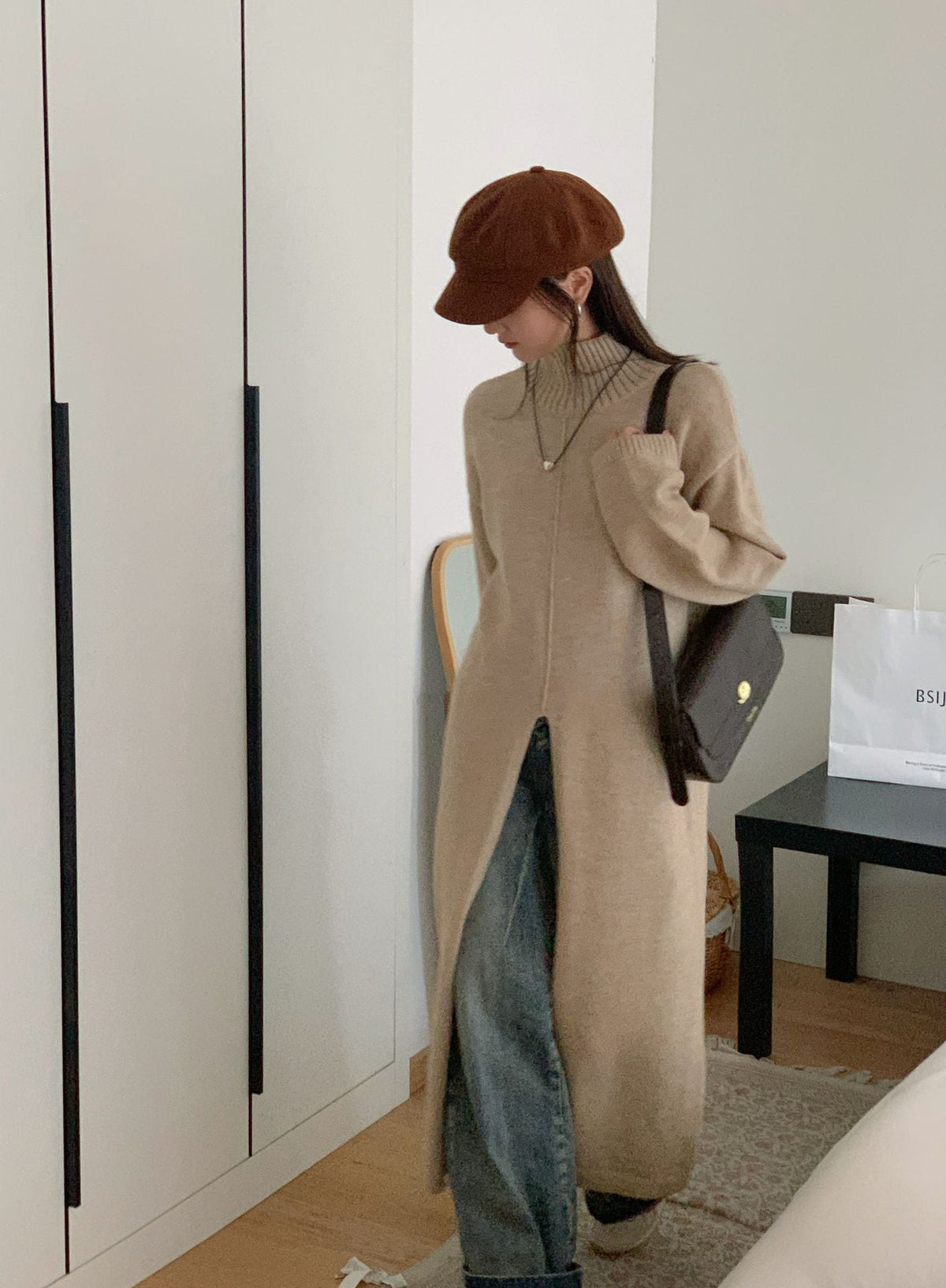 【dress】スリットニットワンピース　M26246