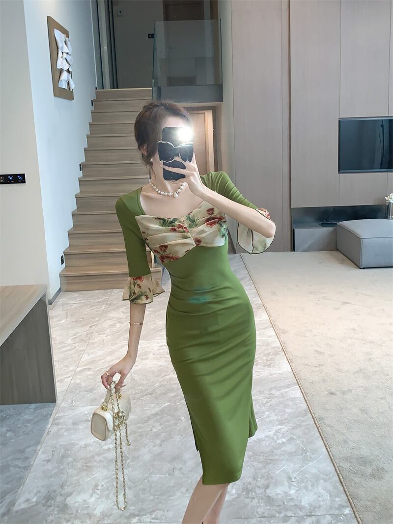 【dress】チュールコンビワンピース　M29489