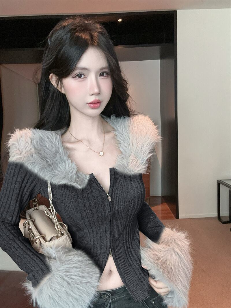 【outer】ファーニットカーデ　M27826
