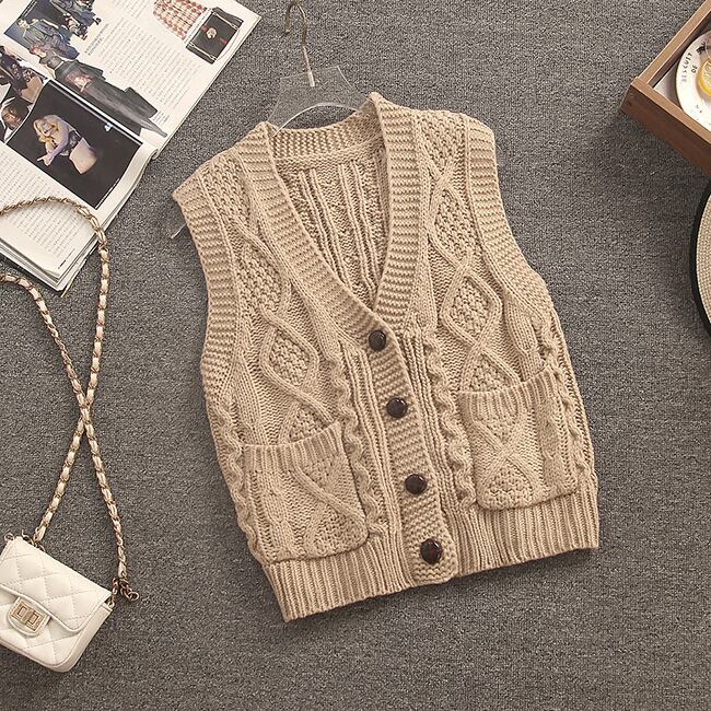【tops】ノースリーブニットジレ　M18553