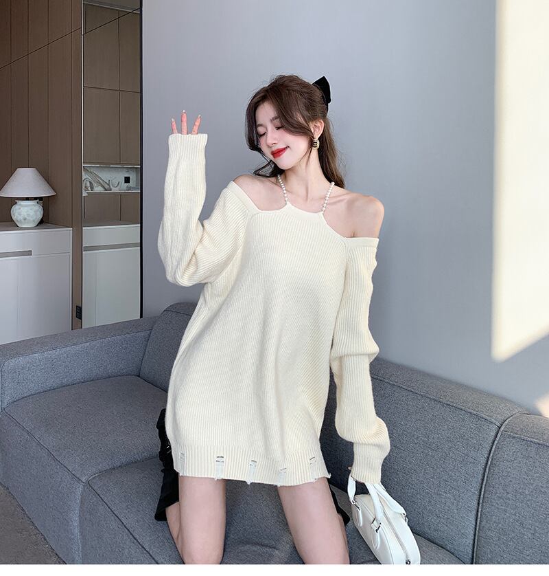 【dress】オフショルダーニットワンピース　M18621