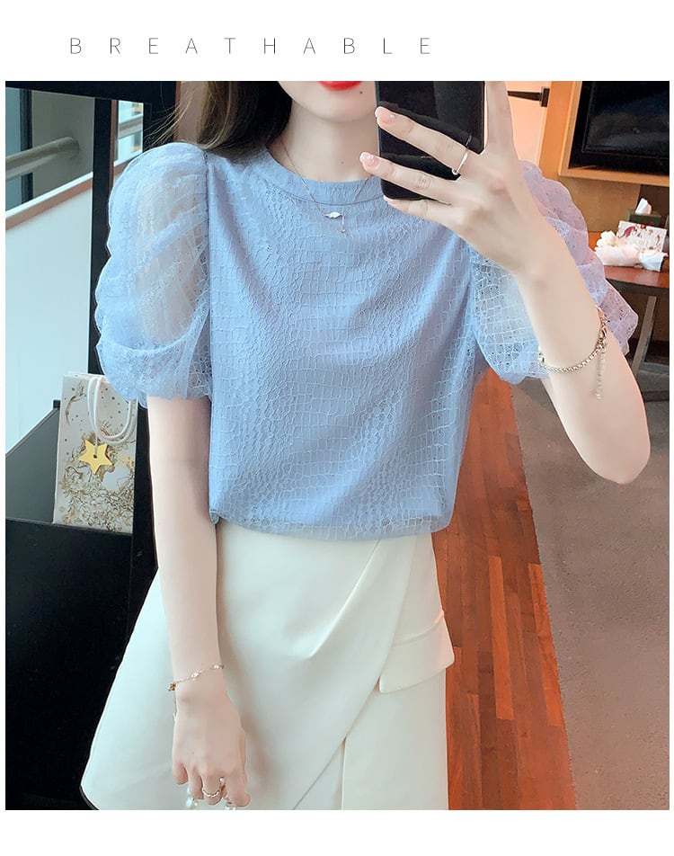 【tops】レースパフスリーブ ブラウスG21542