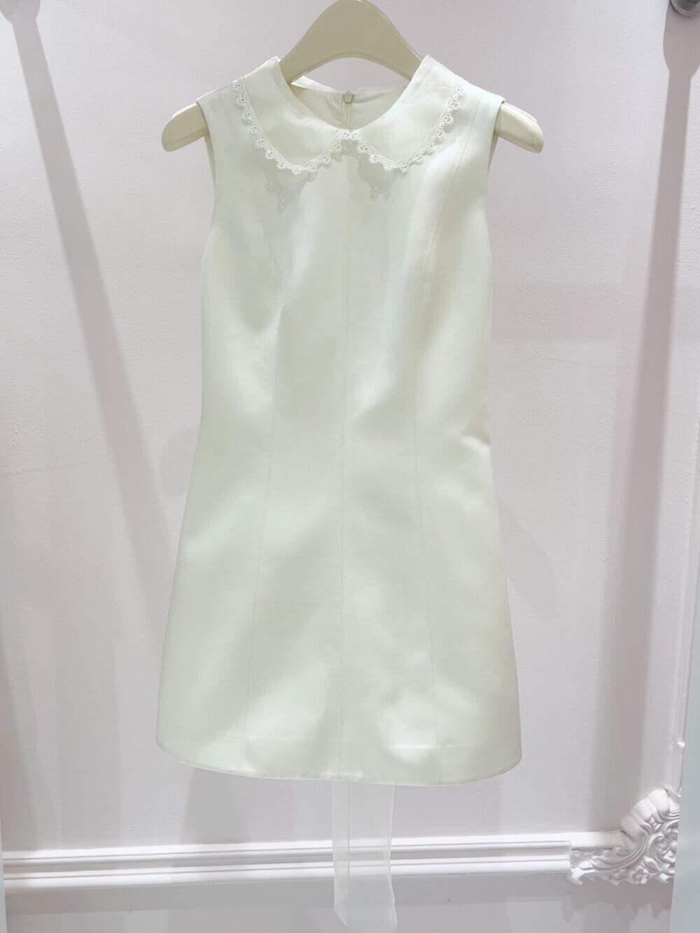 【dress】バックリボンレースドッキングミニワンピース　N3535