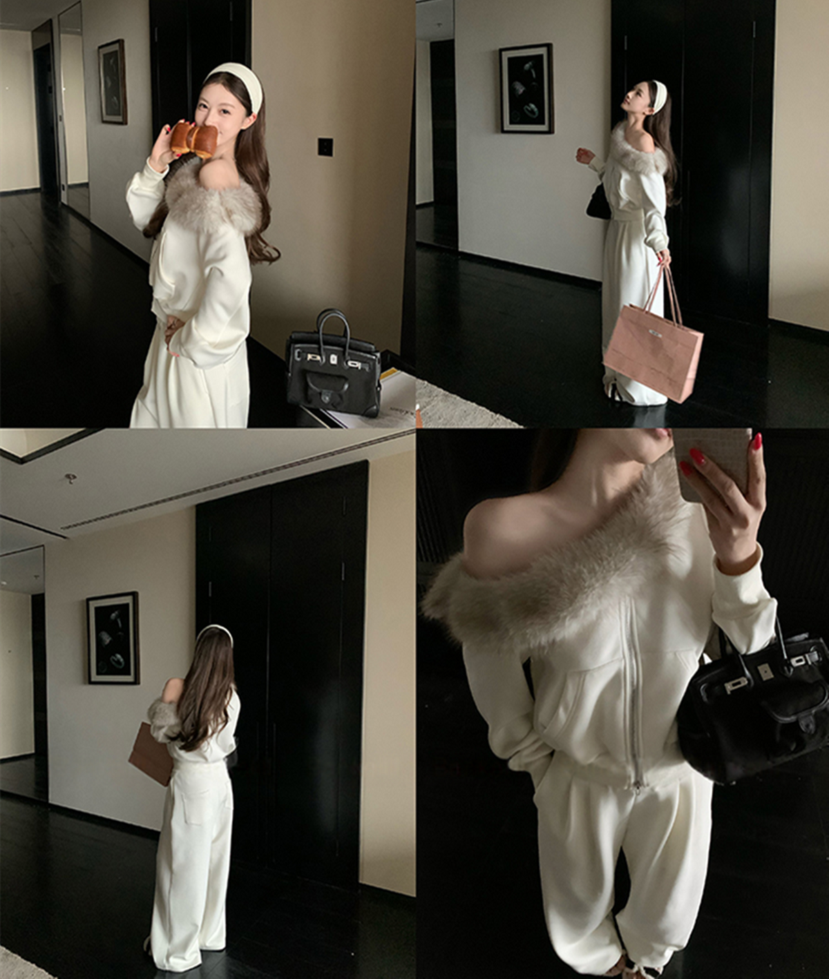 【set】デコルテファートップス×ワイドパンツセット　N3393