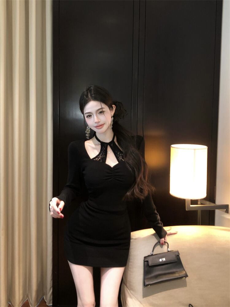 【dress】レース切り替えワンピース　M28909